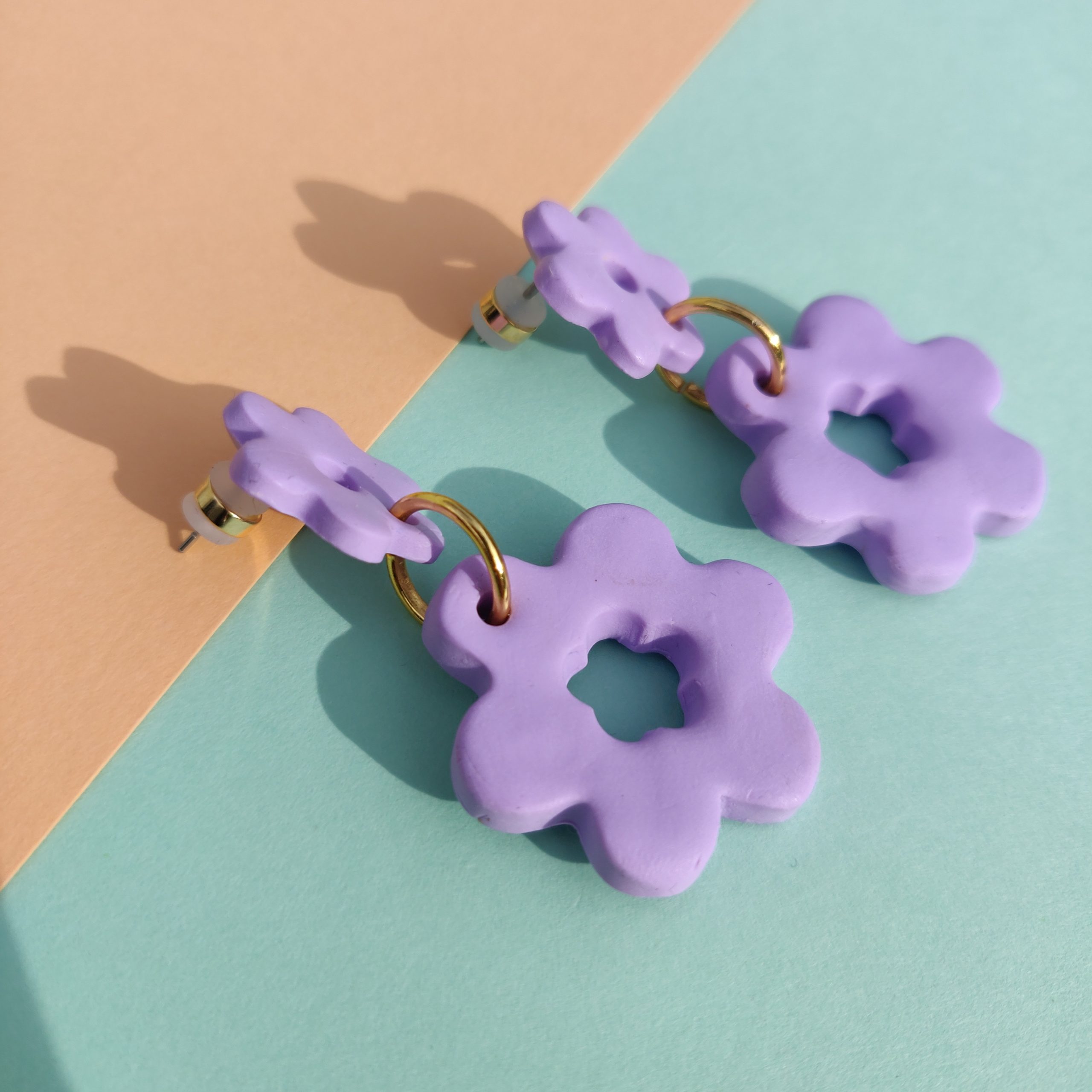 The Flower Power Lilac Earrings - Sutainably Handmade Polymer Clay Earrings