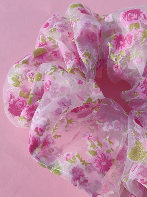 Rose Pattern Organza Scrunchie by Speckled Egg (Slow Fashion Maker)