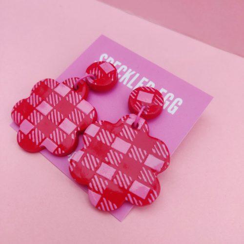 Red & Pink Gingham Earrings